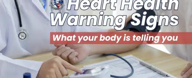 BVRAC blog cover for “Heart Health Warning Signs in the Brazos Valley” showing a blood pressure check during a medical exam.