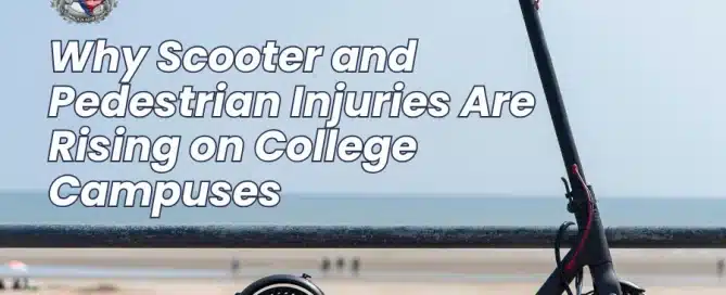 BVRAC blog cover image for “Why Scooter and Pedestrian Injuries Are Rising on College Campuses” featuring an electric scooter near a walkway.